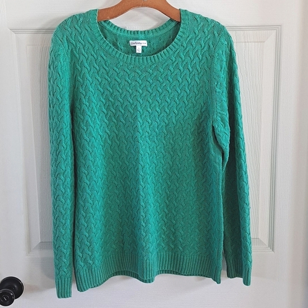 Croft & Barrow Classic Women’s Green Cable Knit Cotton Spring Sweater